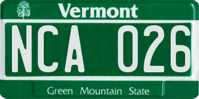 VT license plate NCA026