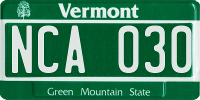VT license plate NCA030