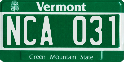 VT license plate NCA031
