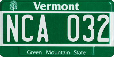 VT license plate NCA032