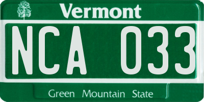 VT license plate NCA033