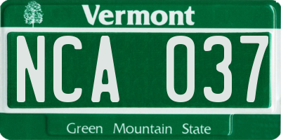 VT license plate NCA037