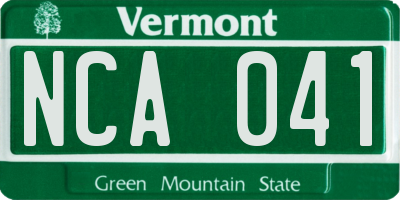 VT license plate NCA041