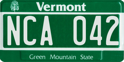 VT license plate NCA042