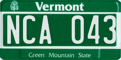 VT license plate NCA043