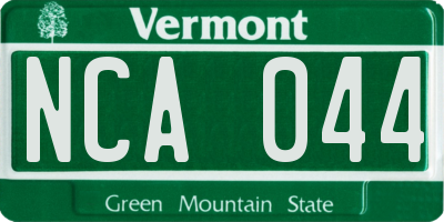 VT license plate NCA044