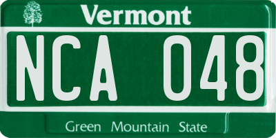 VT license plate NCA048