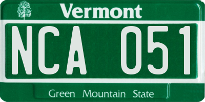 VT license plate NCA051