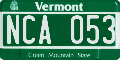 VT license plate NCA053