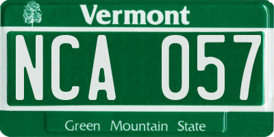 VT license plate NCA057