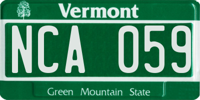 VT license plate NCA059