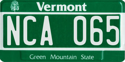 VT license plate NCA065