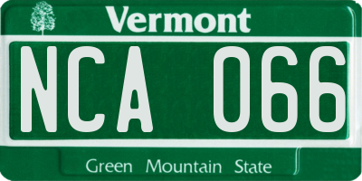 VT license plate NCA066