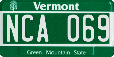 VT license plate NCA069