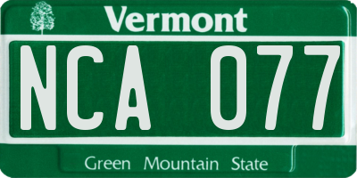 VT license plate NCA077