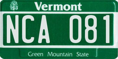 VT license plate NCA081