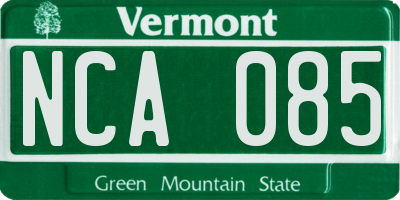 VT license plate NCA085