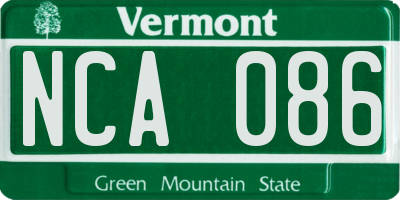 VT license plate NCA086
