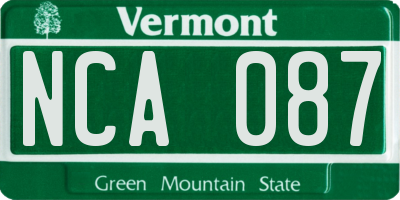VT license plate NCA087