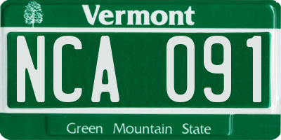 VT license plate NCA091