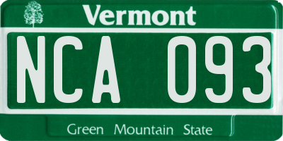 VT license plate NCA093