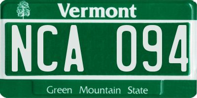 VT license plate NCA094