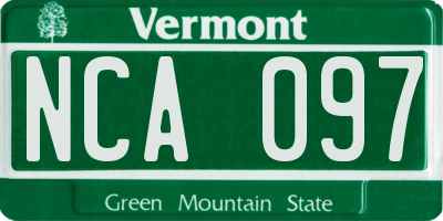 VT license plate NCA097