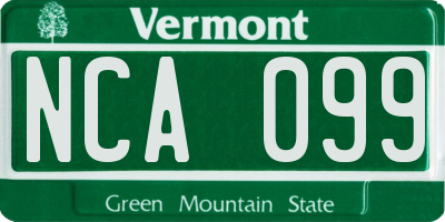 VT license plate NCA099