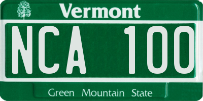 VT license plate NCA100