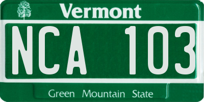 VT license plate NCA103