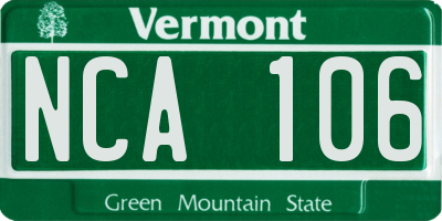 VT license plate NCA106