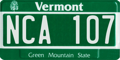 VT license plate NCA107