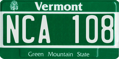 VT license plate NCA108