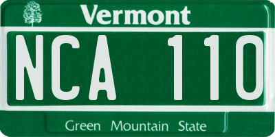 VT license plate NCA110