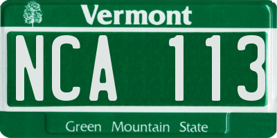 VT license plate NCA113