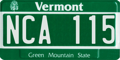 VT license plate NCA115