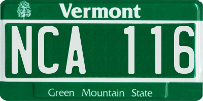 VT license plate NCA116