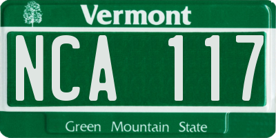 VT license plate NCA117