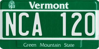 VT license plate NCA120