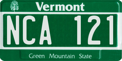 VT license plate NCA121