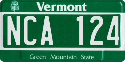 VT license plate NCA124