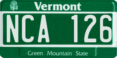VT license plate NCA126