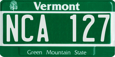 VT license plate NCA127