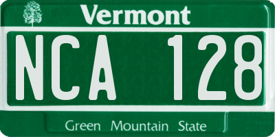 VT license plate NCA128