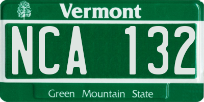 VT license plate NCA132