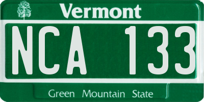 VT license plate NCA133