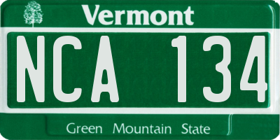 VT license plate NCA134