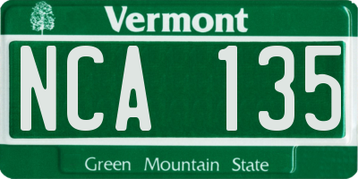 VT license plate NCA135