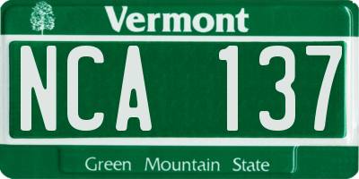 VT license plate NCA137