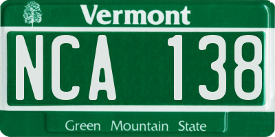 VT license plate NCA138